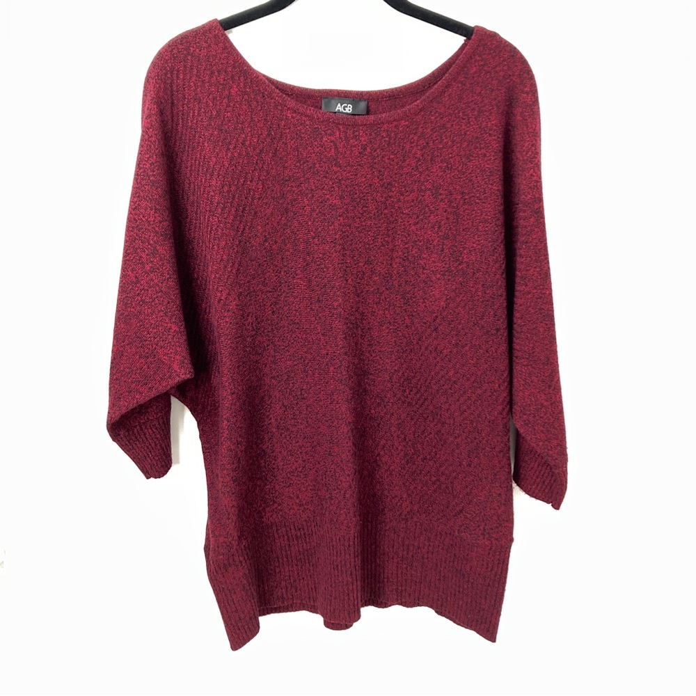 AGB Dolman Sleeve Jersey Knit Red Marled Top Size XL